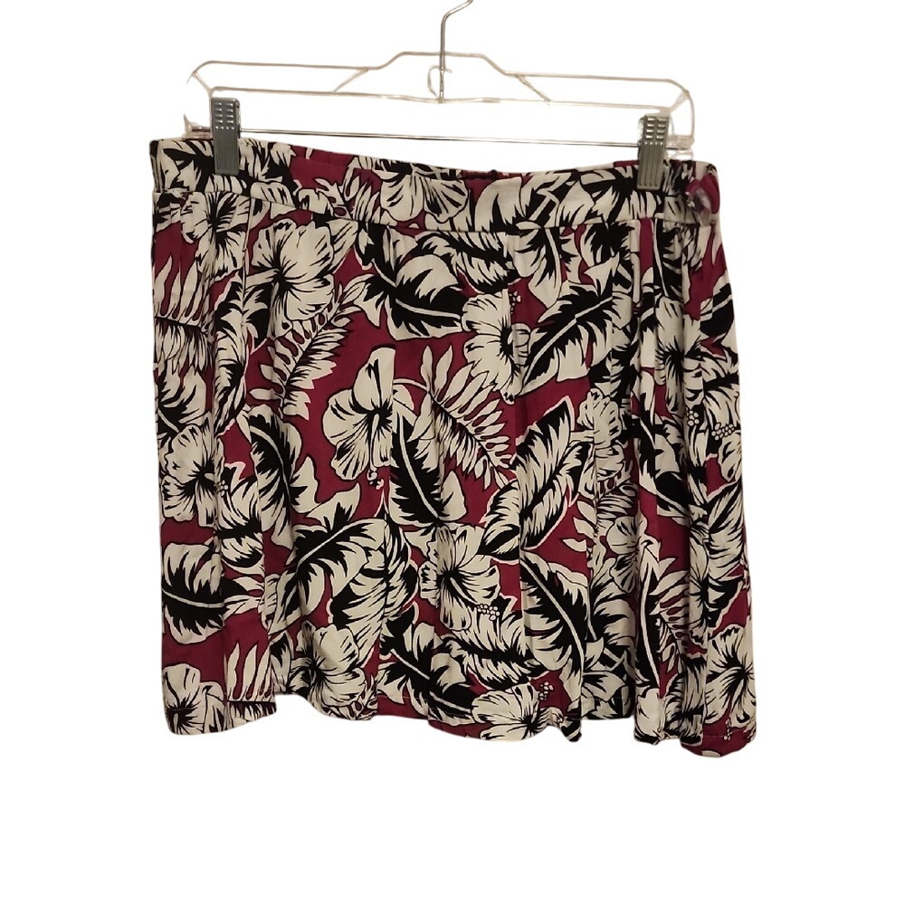 5 for $20 Oaxaca Mini Skirt L Purple Tropical Floral Summer Beach Boho Vacation
